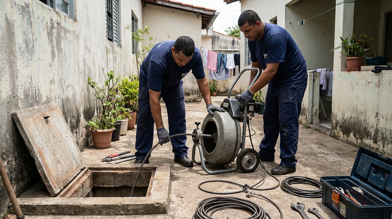 Desentupimento de Coluna Sanitária em Cuiabá‑MT